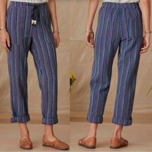 NWOT Sundance Striped Lilou Yarn Dyed Jacquard Pants size Purple/Navy XSmall